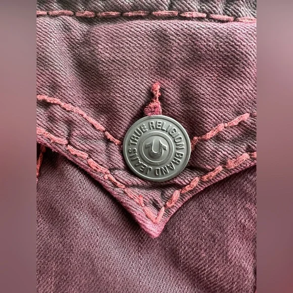 True Religion Ricky Straight Mens Jeans Burgundy Sz 34 Heavy 90s Skateboard